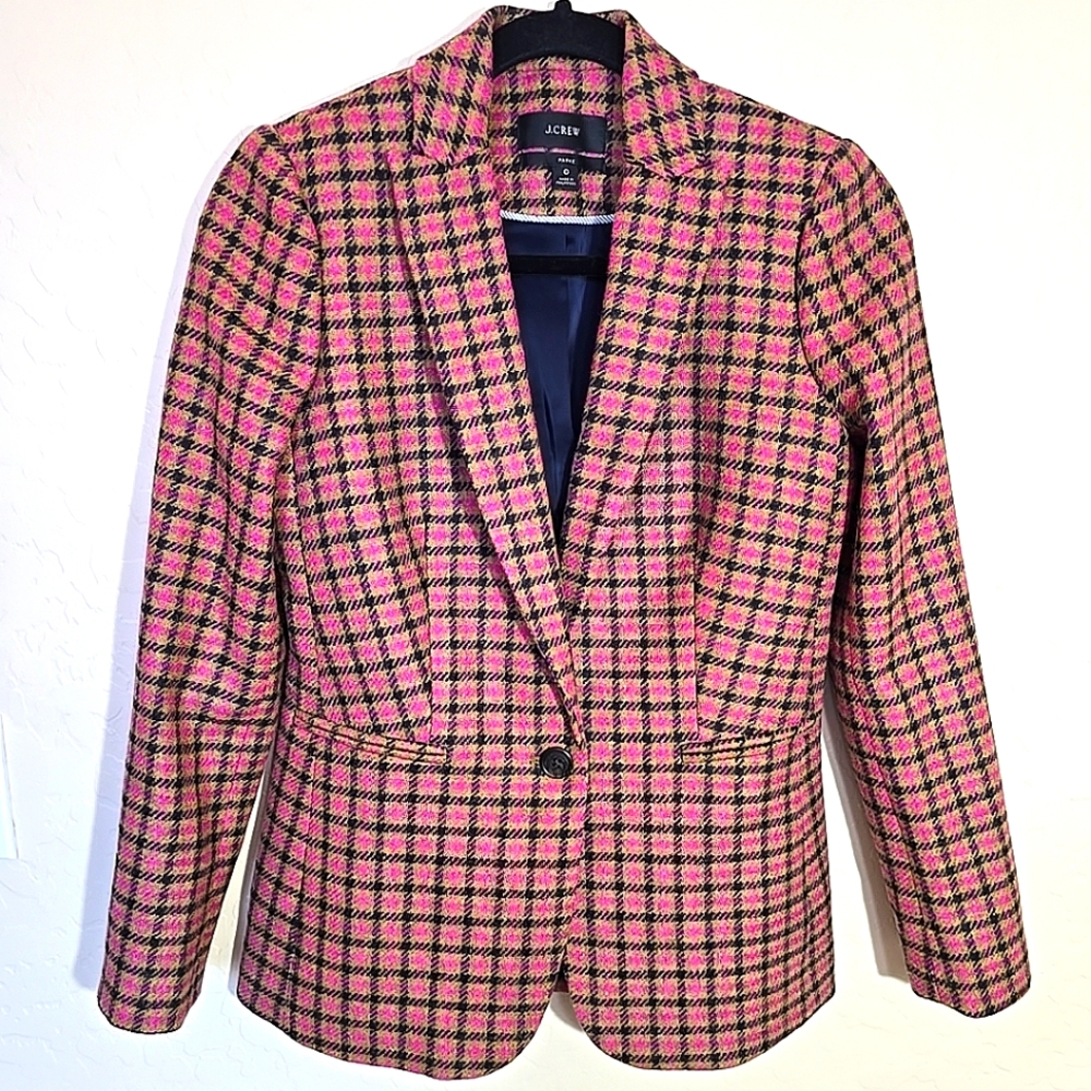 J. Crew Ladies Parke Moon Houndstooth Wool Blazer Size 0